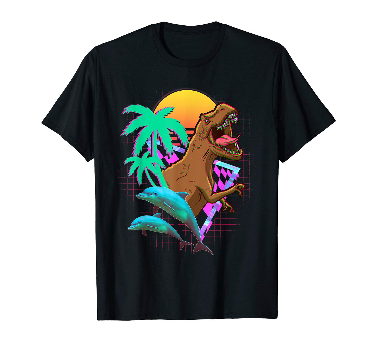 90S 80S T Rex Dinosaur Vaporwave T-Shirt - Streetwear Style Unisex - T-Shirt, Sweatshirt, Hoodie