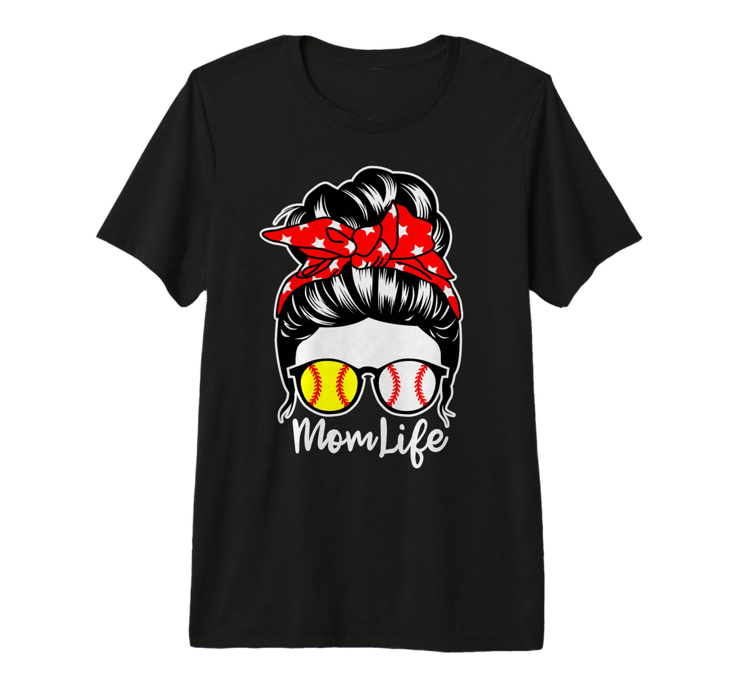 Mom Life Messy Bun Hair Baseball T-Shirt - Fun Novelty Design for Adults - T-Shirt, Sweatshirt, Hoodie