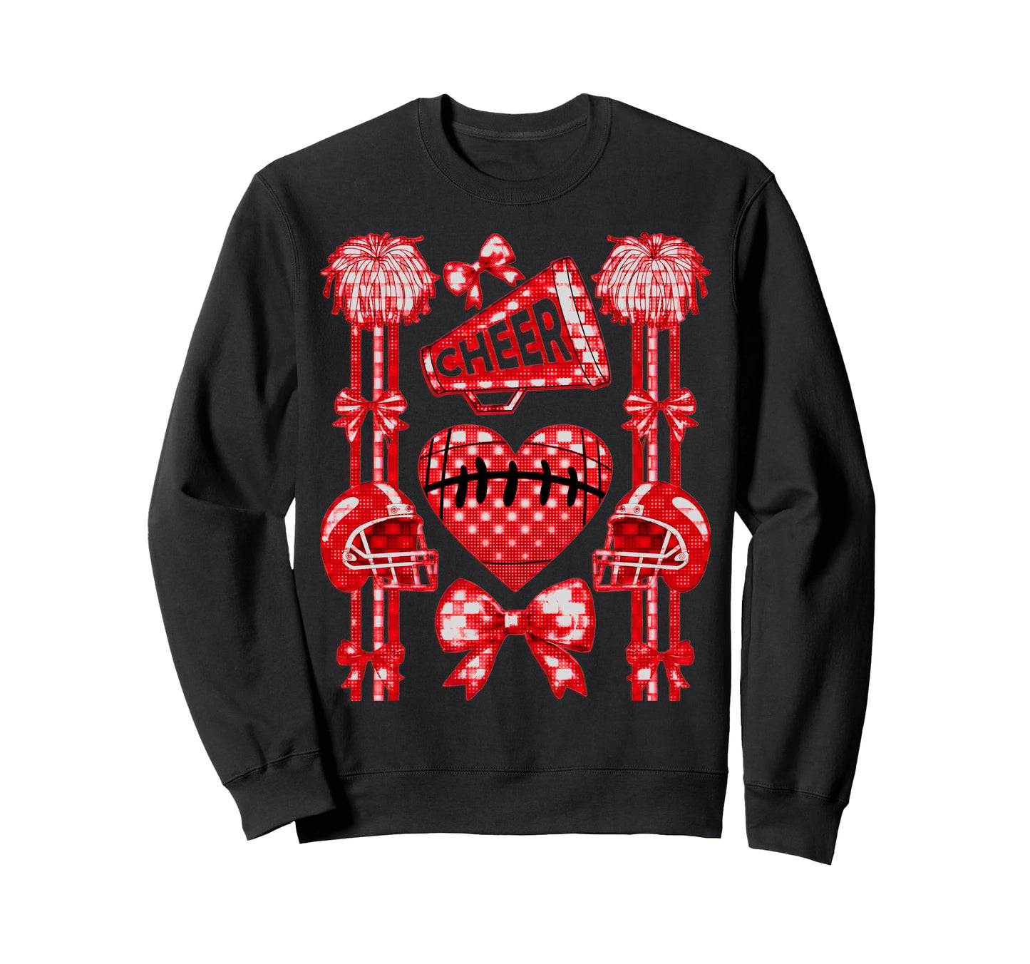 Football Cheer Mom Coquette Bow Mom Sweatshirt - Graphic Print Men Women - T-Shirt, Sweatshirt, Hoodie