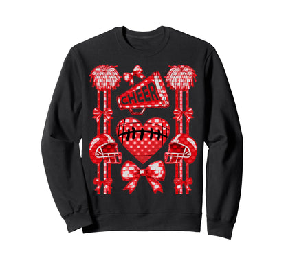 Football Cheer Mom Coquette Bow Mom Sweatshirt - Graphic Print Men Women - T-Shirt, Sweatshirt, Hoodie