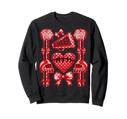 Football Cheer Mom Coquette Bow Mom Sweatshirt - Graphic Print Men Women - T-Shirt, Sweatshirt, Hoodie