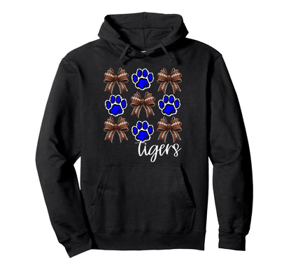 Tigers Football Mom Coquette Bows Game Hoodie - Trendy Graphic Men Women - T-Shirt, Sweatshirt, Hoodie