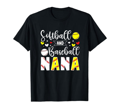 Softball Baseball Nana Grandma T-Shirt - Custom Art Print Men Women - T-Shirt, Sweatshirt, Hoodie