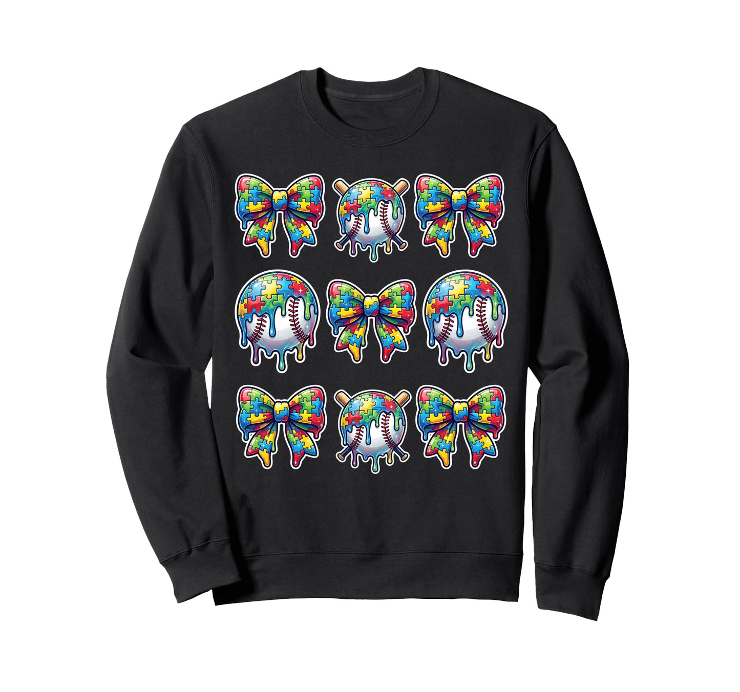 Baseball Sister Puzzle Bow Ice Sweatshirt - Fun Novelty Design Unisex - T-Shirt, Sweatshirt, Hoodie