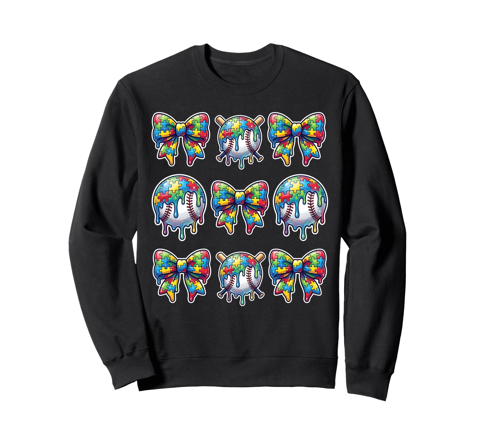 Baseball Sister Puzzle Bow Ice Sweatshirt - Fun Novelty Design Unisex - T-Shirt, Sweatshirt, Hoodie