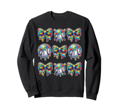 Baseball Sister Puzzle Bow Ice Sweatshirt - Fun Novelty Design Unisex - T-Shirt, Sweatshirt, Hoodie