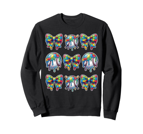 Baseball Sister Puzzle Bow Ice Sweatshirt - Fun Novelty Design Unisex - T-Shirt, Sweatshirt, Hoodie