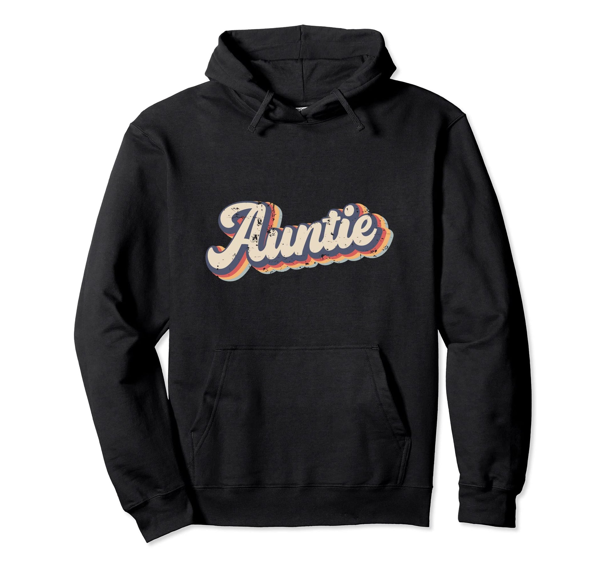 Auntie Rainbow Distressed Hoodie - Unique Graphic Men Women - T-Shirt, Sweatshirt, Hoodie