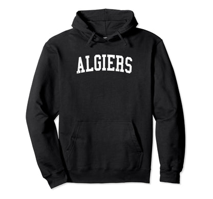 Algiers Algeria Distressed White Hoodie - Custom Art Print Men Women - T-Shirt, Sweatshirt, Hoodie