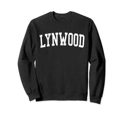 Lynwood Il Distressed White Varsity Sweatshirt - Trendy Graphic Men Women - T-Shirt, Sweatshirt, Hoodie