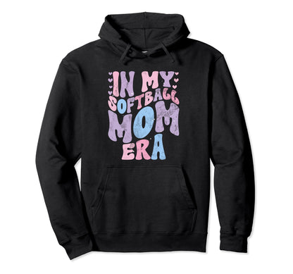 My Softball Mom Era Groovy Softball Player Hoodie - Novelty Apparel Unisex - T-Shirt, Sweatshirt, Hoodie