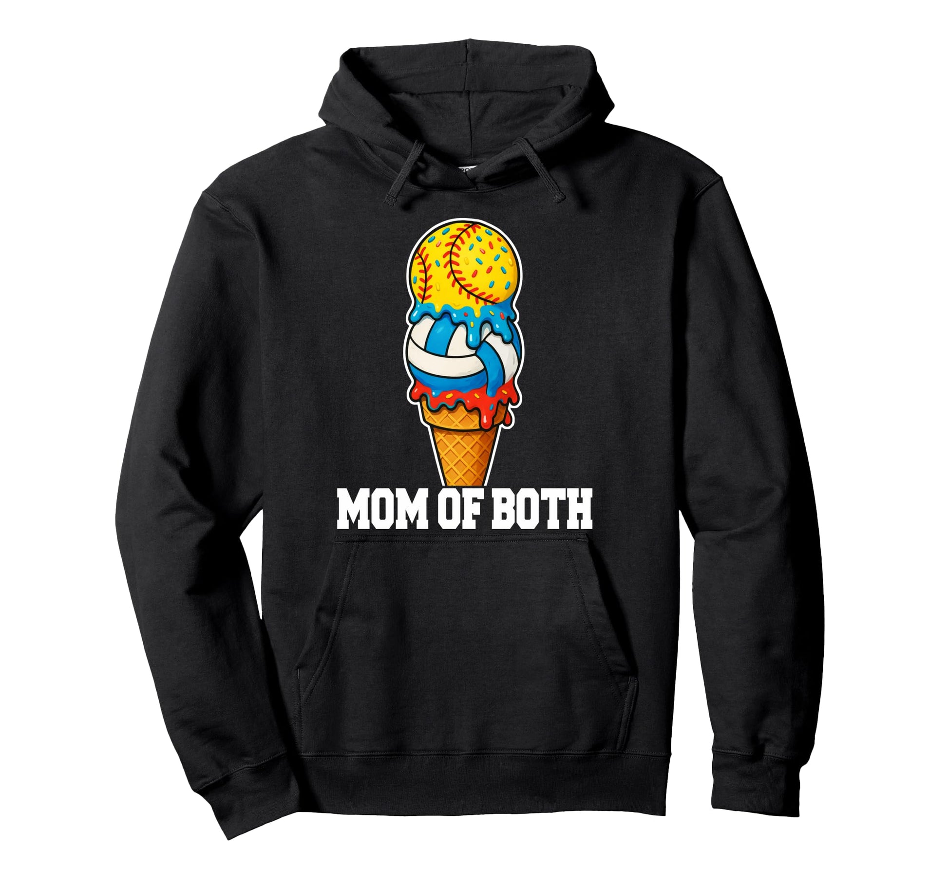Softball Volleyball Mom Ice Cream Hoodie - Casual Everyday Wear Men Women - T-Shirt, Sweatshirt, Hoodie