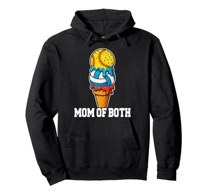 Softball Volleyball Mom Ice Cream Hoodie - Casual Everyday Wear Men Women - T-Shirt, Sweatshirt, Hoodie