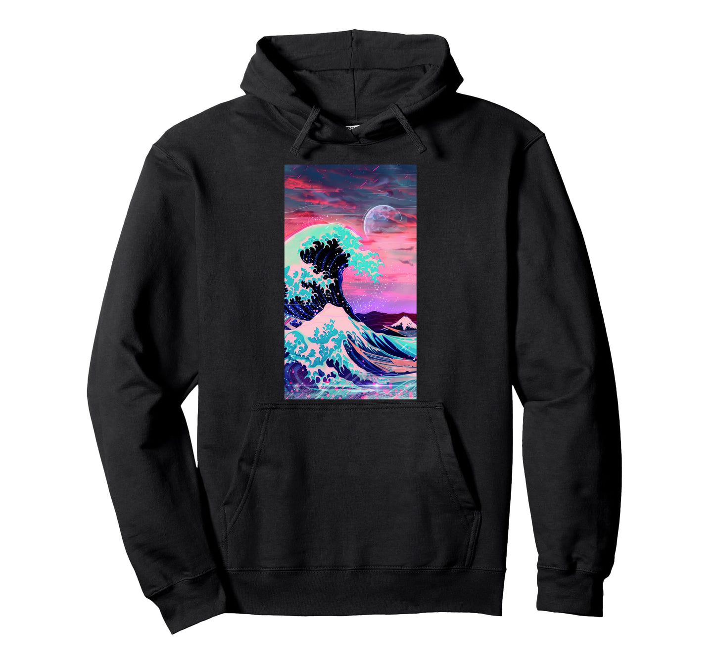 Vaporwave Inspired Great Wave Hoodie - Minimalist Print Men Women - T-Shirt, Sweatshirt, Hoodie