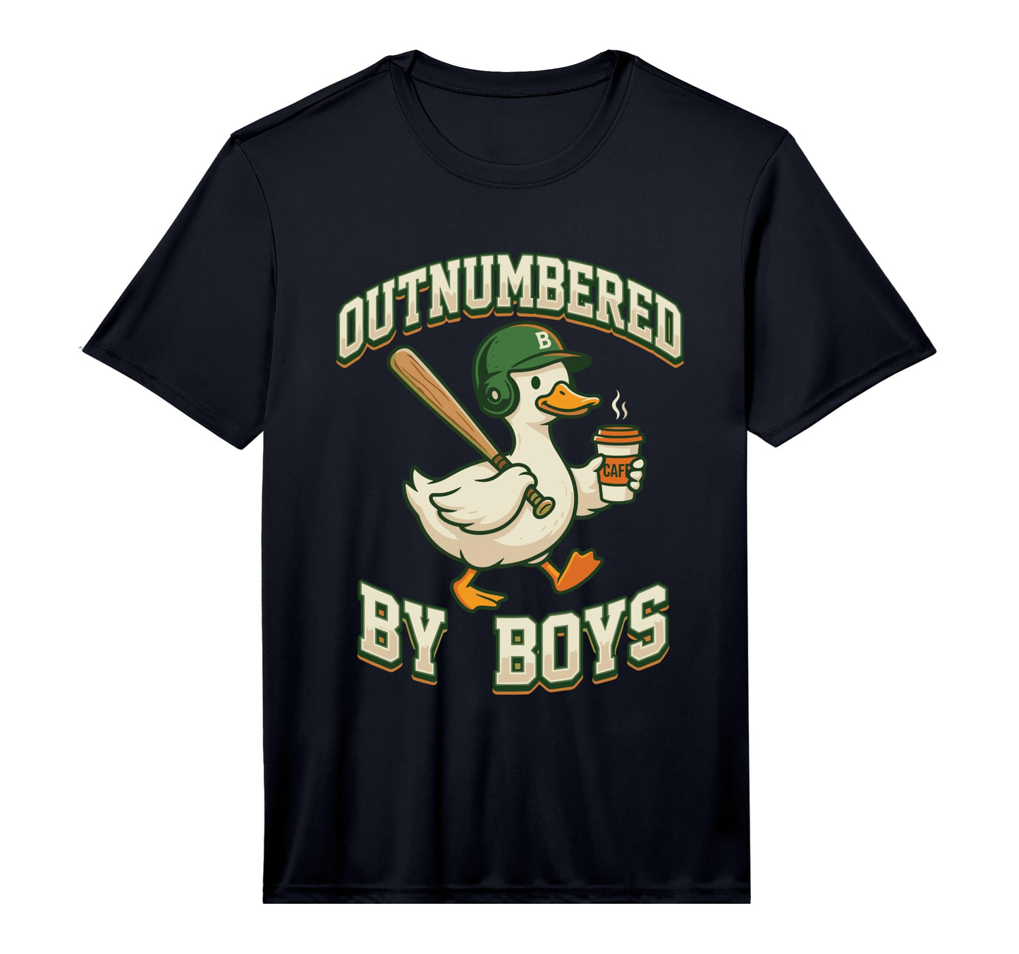 Outnumbered Baseball Duck Coffee Mom T-Shirt - Unique Graphic Men Women - T-Shirt, Sweatshirt, Hoodie