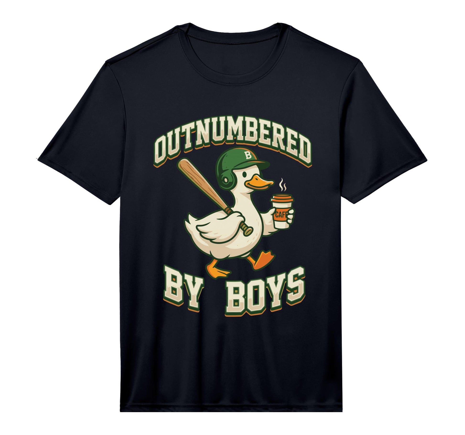 Outnumbered Baseball Duck Coffee Mom T-Shirt - Unique Graphic Men Women - T-Shirt, Sweatshirt, Hoodie