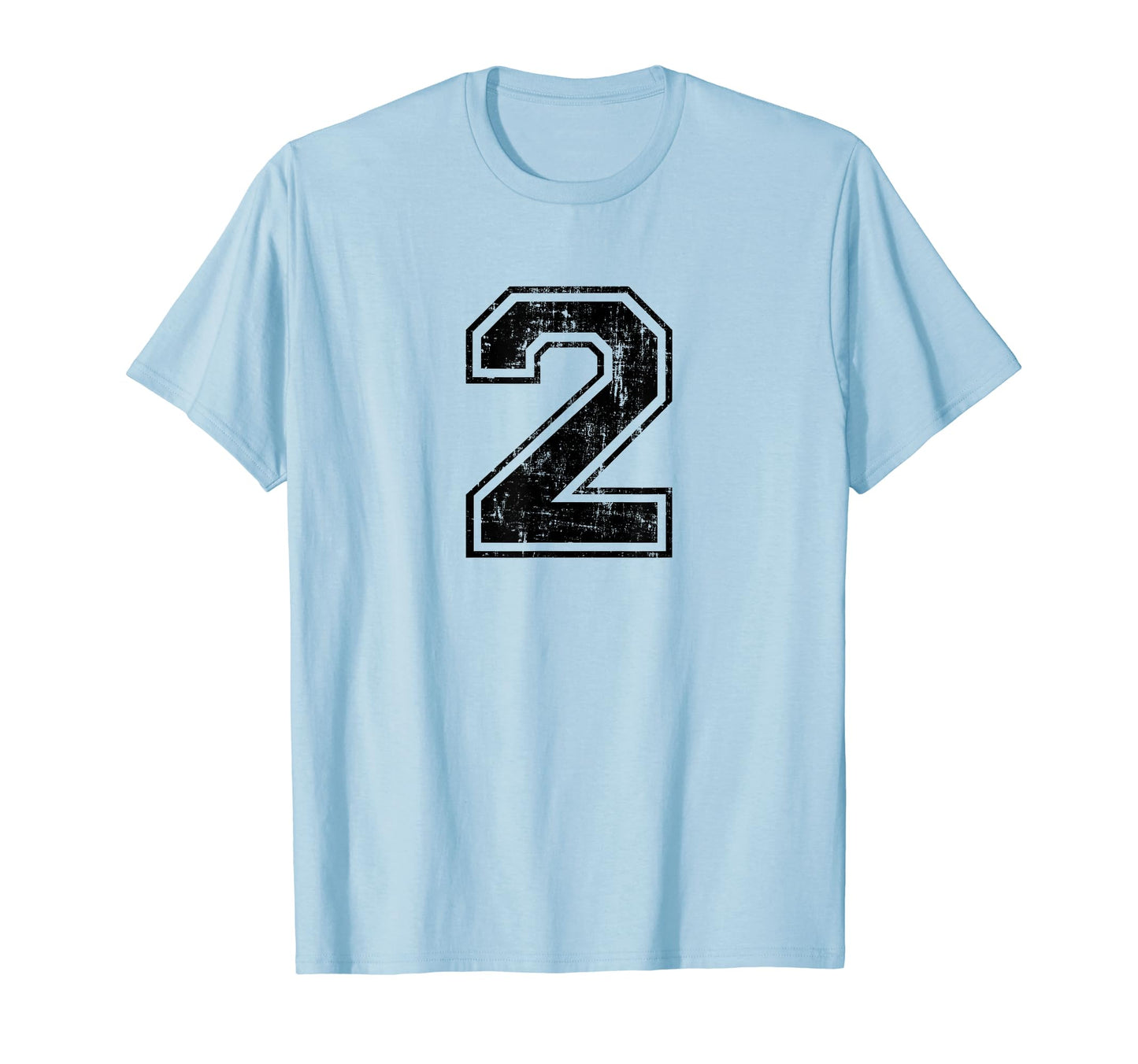 Number 2 Two Varsity Distressed Sport T-Shirt - Minimalist Print Unisex - T-Shirt, Sweatshirt, Hoodie