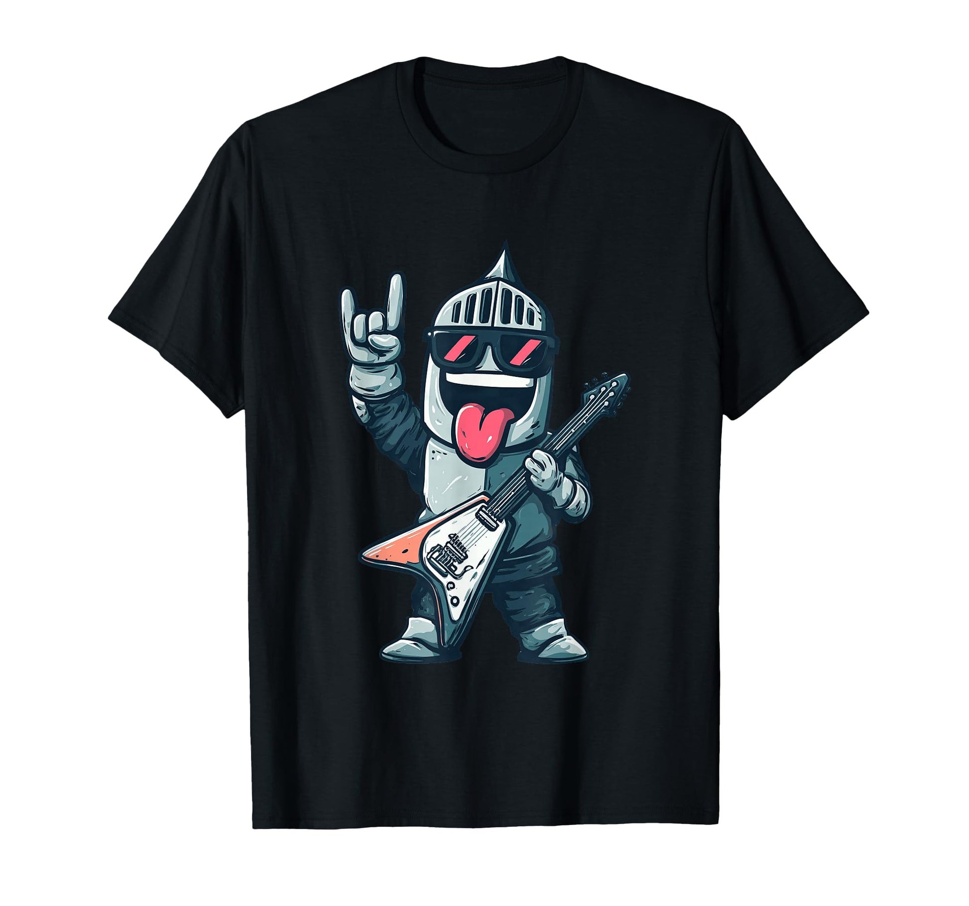 Funny Cartoon Knight Guitar T-Shirt - Casual Everyday Wear Men Women - T-Shirt, Sweatshirt, Hoodie