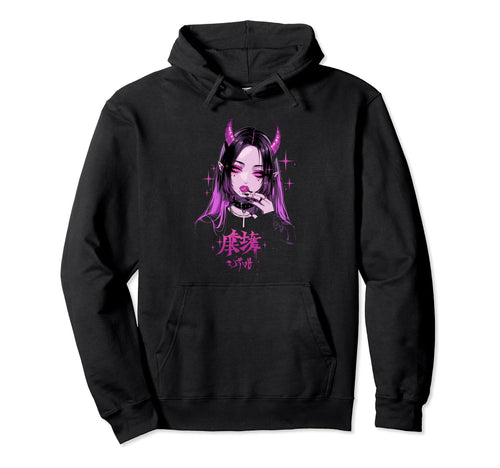Goth Grunge Demon Anime Waifu Horror Hoodie - Fun Novelty Design Men Women - T-Shirt, Sweatshirt, Hoodie