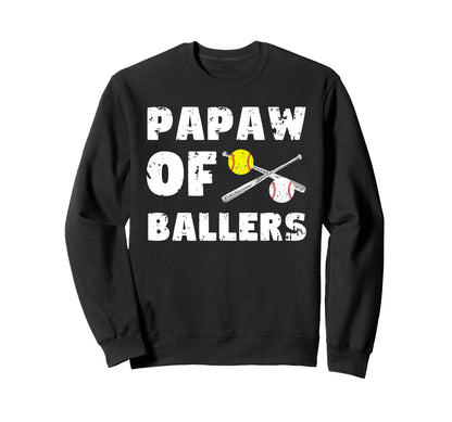 Papaw Ballers Softball Baseball Papaw Sweatshirt - Minimalist Print Unisex - T-Shirt, Sweatshirt, Hoodie
