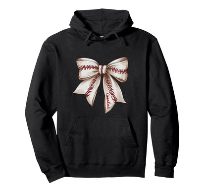 Grandma Baseball Bow Grandmothers Hoodie - Custom Art Print Unisex - T-Shirt, Sweatshirt, Hoodie