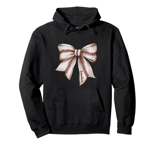 Grandma Baseball Bow Grandmothers Hoodie - Custom Art Print Unisex - T-Shirt, Sweatshirt, Hoodie