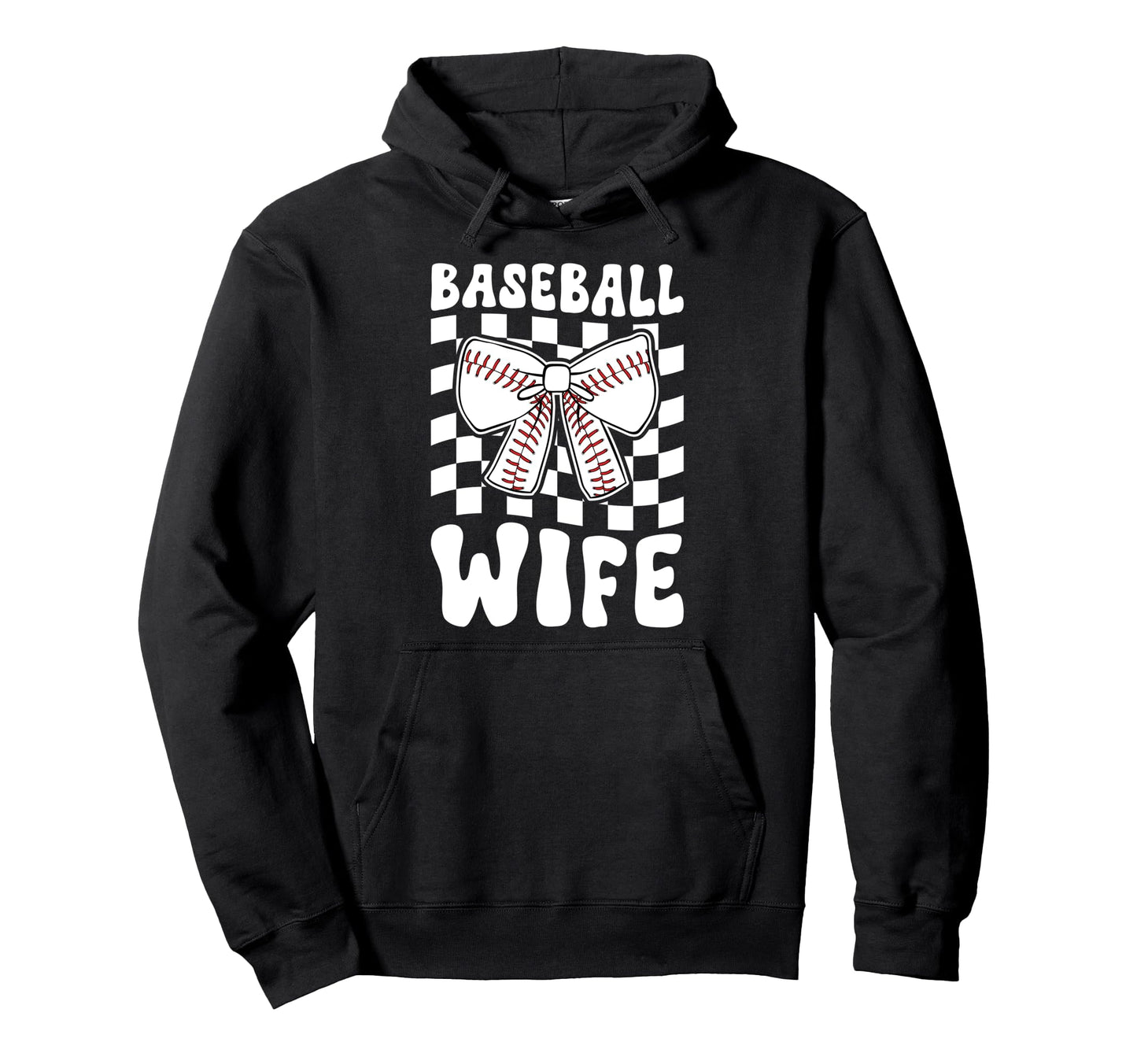 Baseball Wife Groovy Wife Baseball Hoodie - Casual Everyday Wear Unisex - T-Shirt, Sweatshirt, Hoodie