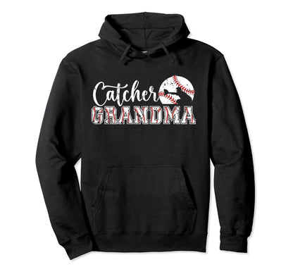 Proud Baseball Catcher Grandma Baseball Hoodie - Unique Graphic Unisex - T-Shirt, Sweatshirt, Hoodie