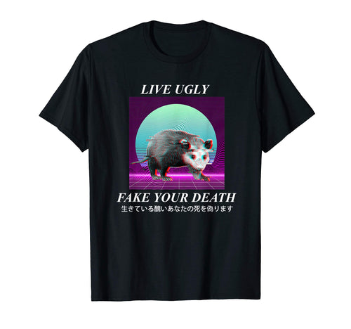 Vaporwave Aesthetic Live Ugly Possum T-Shirt - Custom Art Print Unisex - T-Shirt, Sweatshirt, Hoodie