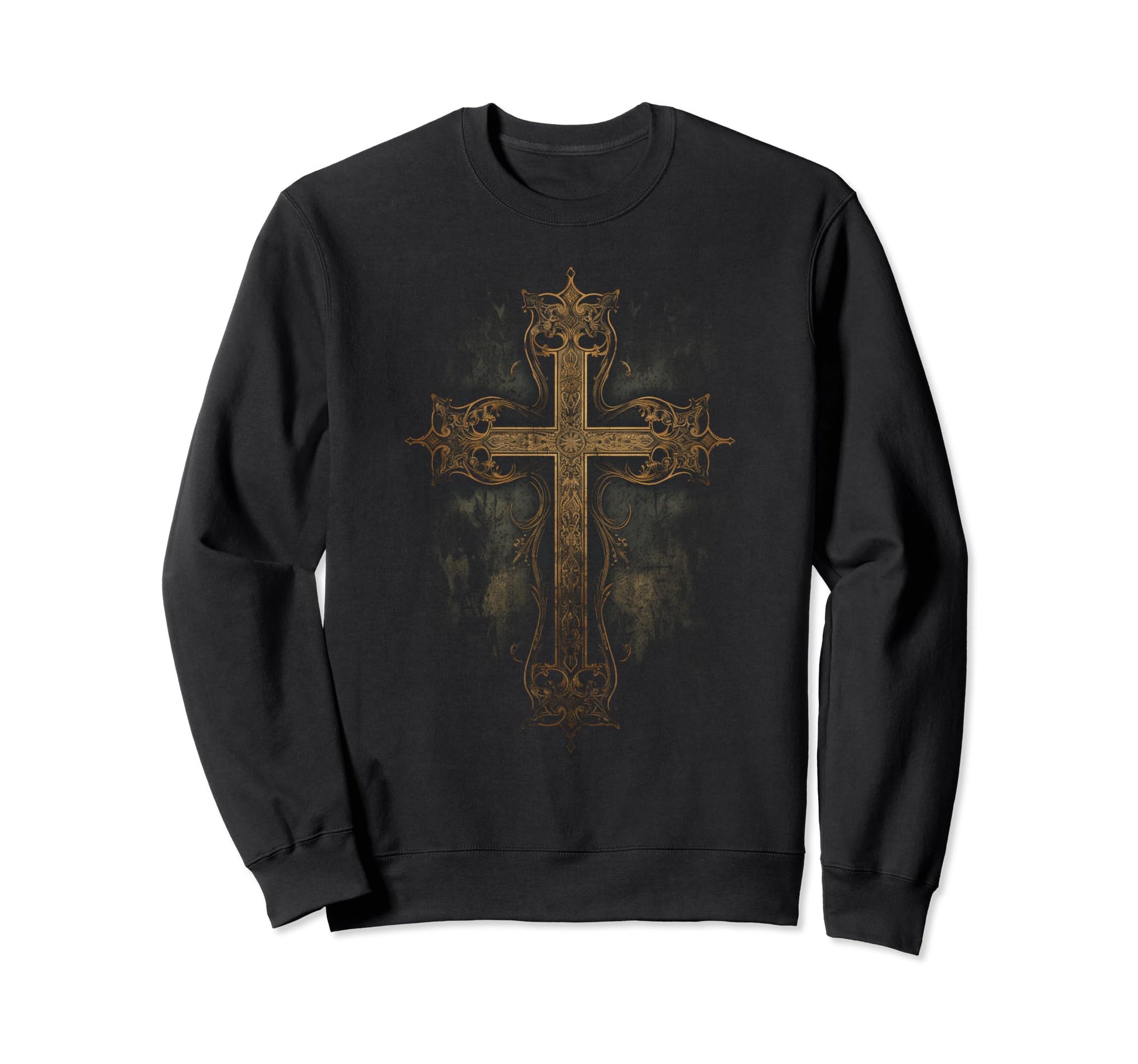 Cross Distressed 90S Goth Grunge Sweatshirt - Minimalist Print Unisex - T-Shirt, Sweatshirt, Hoodie