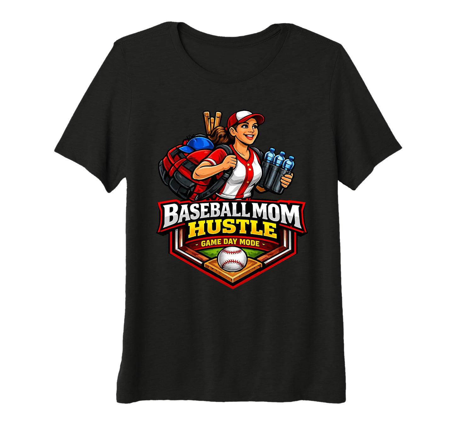 Womens Baseball Mom Hustle Funny T-Shirt - Casual Everyday Wear for Adults - T-Shirt, Sweatshirt, Hoodie