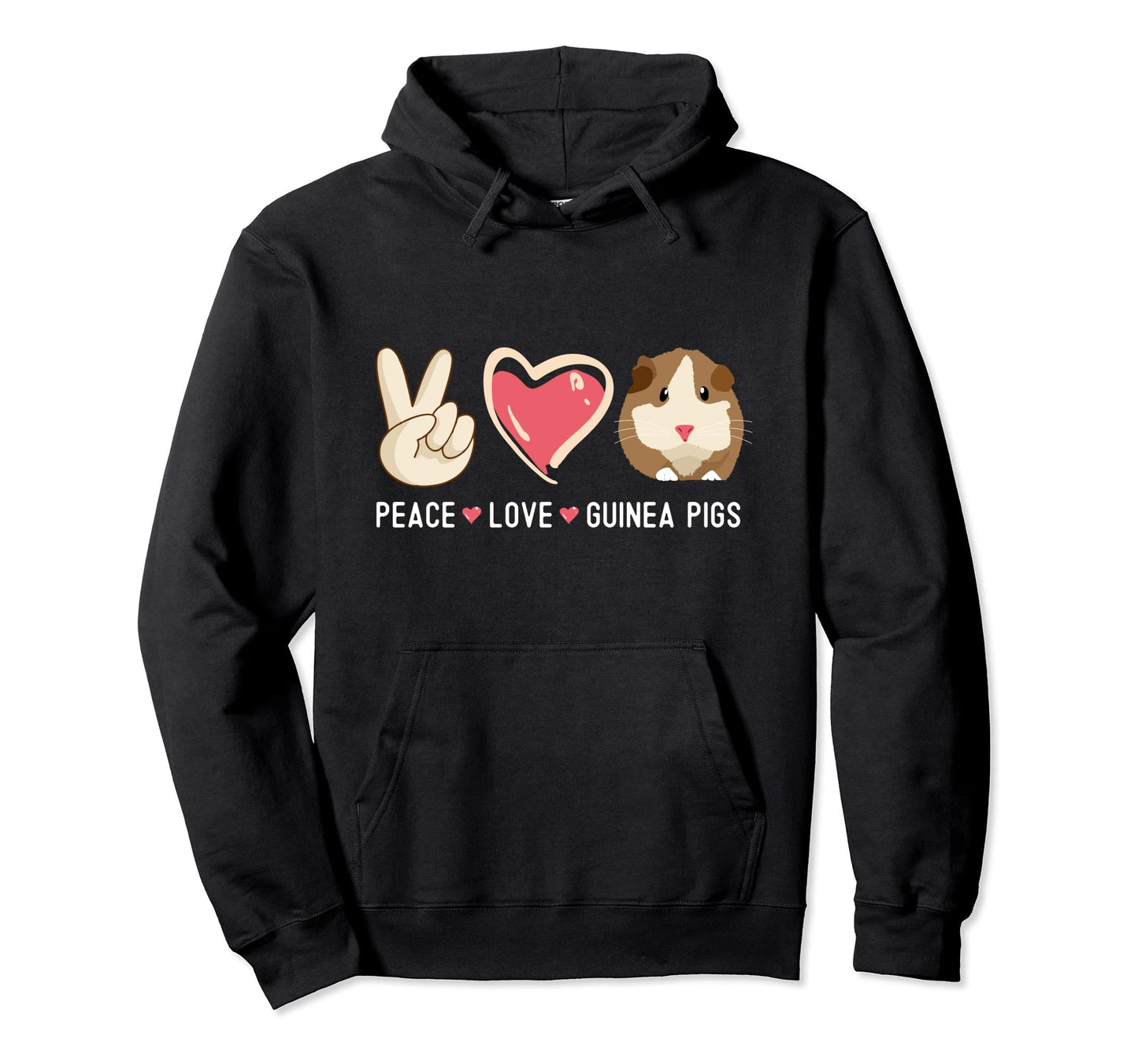 Love Guinea Pigs Peace Sign Heart Hoodie - Custom Art Print Men Women - T-Shirt, Sweatshirt, Hoodie