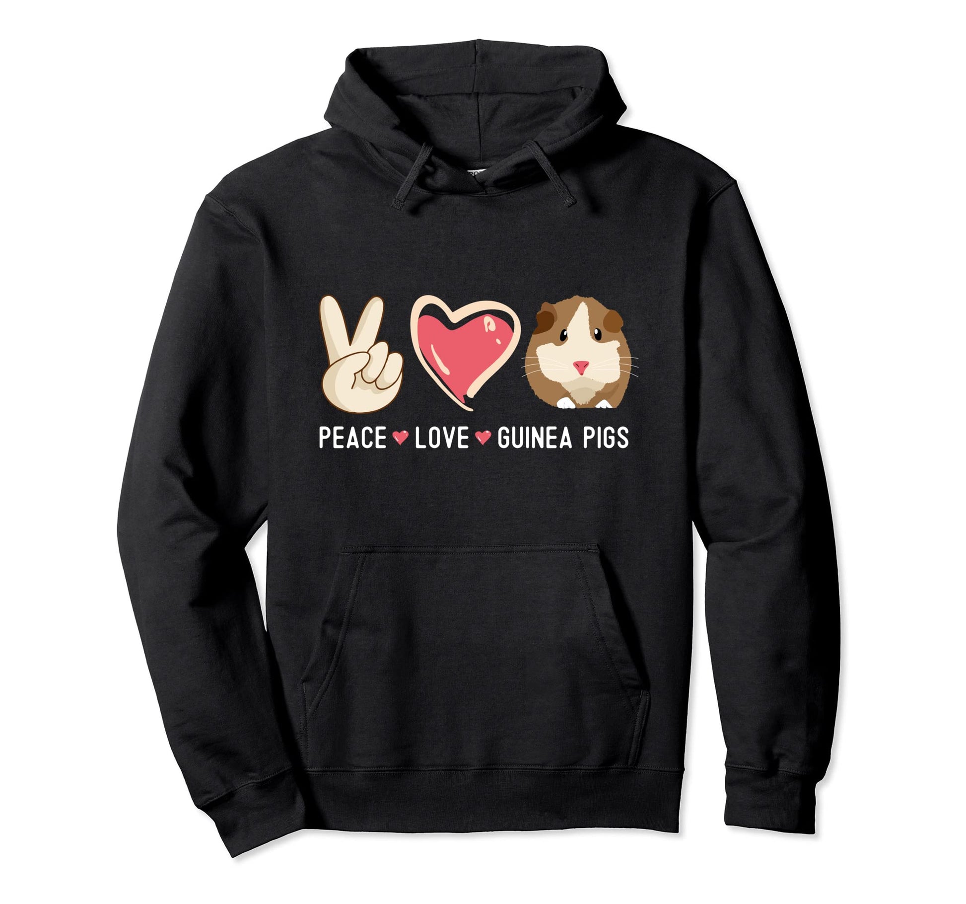 Love Guinea Pigs Peace Sign Heart Hoodie - Custom Art Print Men Women - T-Shirt, Sweatshirt, Hoodie