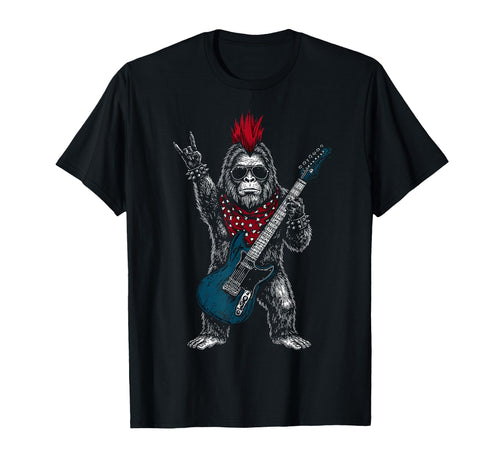 Funny Bigfoot Playing Guitar Usa Patriotic T-Shirt - Graphic Print Unisex - T-Shirt, Sweatshirt, Hoodie