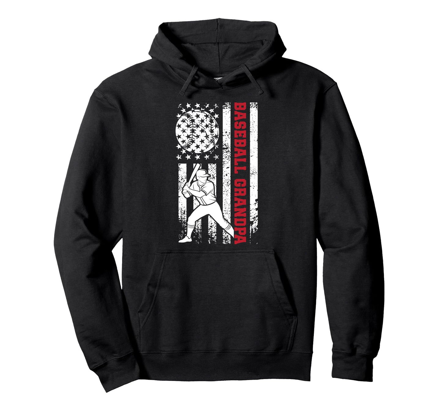 Baseball Grandpa Us Flag Baseball Hoodie - Custom Art Print Men Women - T-Shirt, Sweatshirt, Hoodie