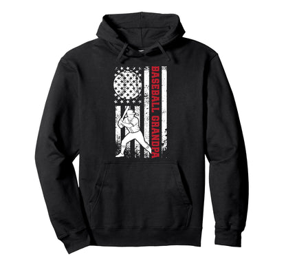 Baseball Grandpa Us Flag Baseball Hoodie - Custom Art Print Men Women - T-Shirt, Sweatshirt, Hoodie