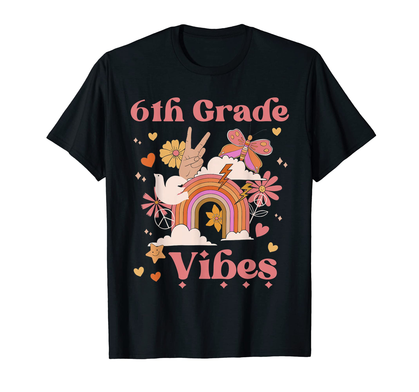 6Th Grade Vibes School Groovy Boho T-Shirt - Custom Art Print Unisex - T-Shirt, Sweatshirt, Hoodie
