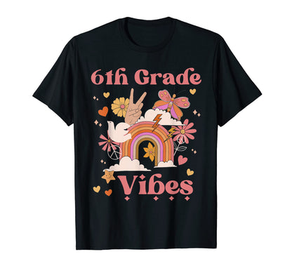 6Th Grade Vibes School Groovy Boho T-Shirt - Custom Art Print Unisex - T-Shirt, Sweatshirt, Hoodie