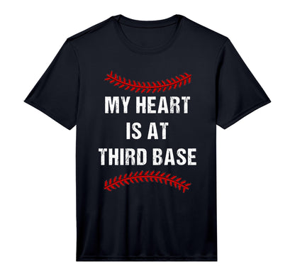 Mom Baseball My Heart Is Third Base T-Shirt - Minimalist Print Unisex - T-Shirt, Sweatshirt, Hoodie