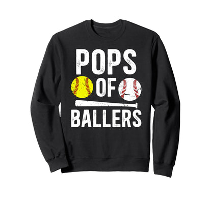 Pops Ballers Proud Baseball Softball Sweatshirt - Graphic Print Unisex - T-Shirt, Sweatshirt, Hoodie
