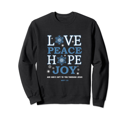 Christian Inspiring Love Peace Sweatshirt - Minimalist Print Men Women - T-Shirt, Sweatshirt, Hoodie