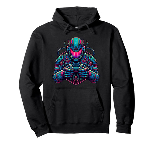 Ai Cyborg Robot Gamer Digital Art Hoodie - Fun Novelty Design Men Women - T-Shirt, Sweatshirt, Hoodie