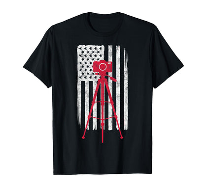 Us Flag Photo Camera Photographer T-Shirt - Novelty Apparel Unisex - T-Shirt, Sweatshirt, Hoodie