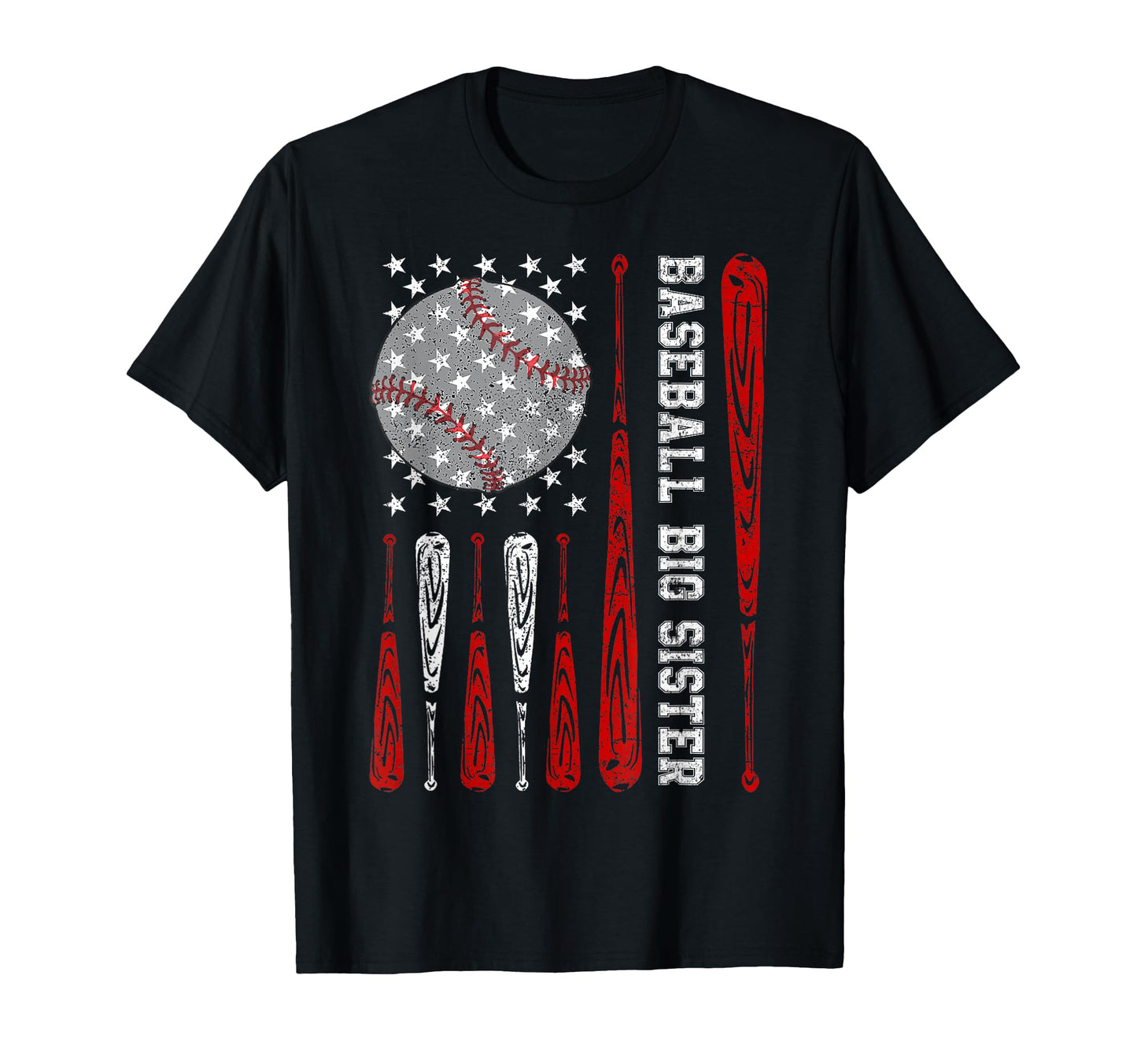 Baseball Big Sister American Flag T-Shirt - Streetwear Style for Adults - T-Shirt, Sweatshirt, Hoodie
