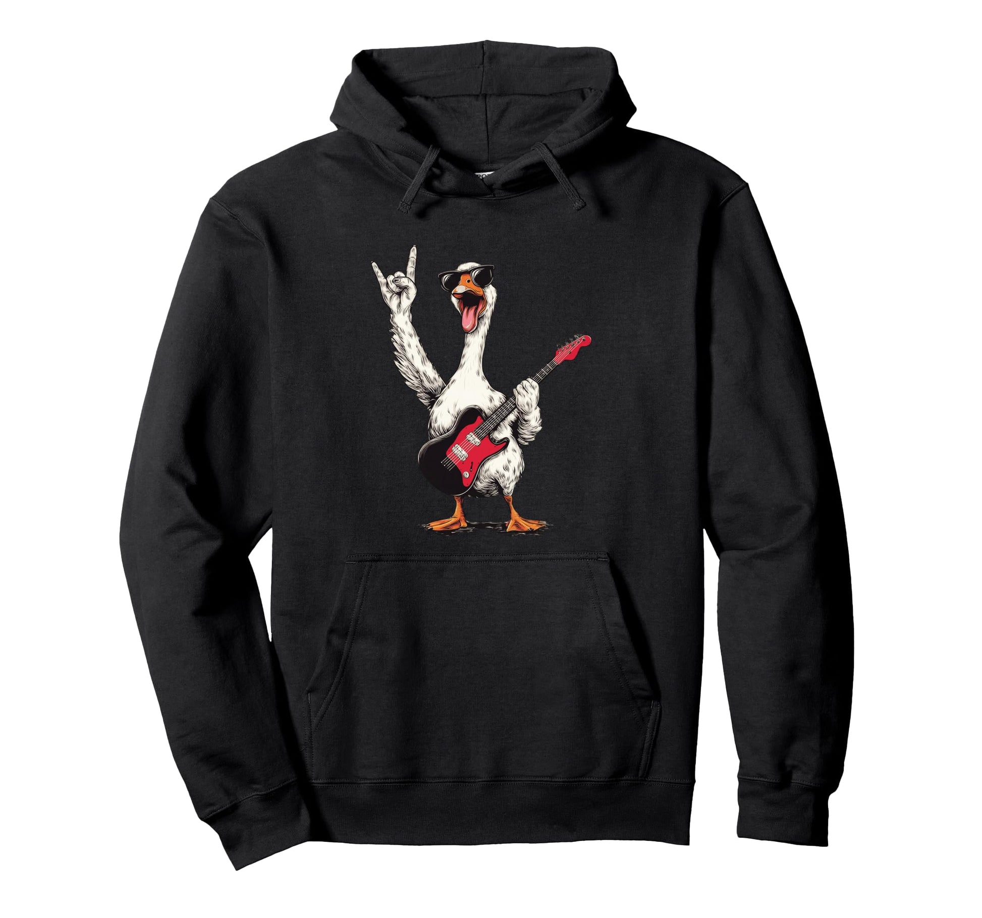 Funny Goose Rock Music Electric Guitar Hoodie - Streetwear Style for Adults - T-Shirt, Sweatshirt, Hoodie