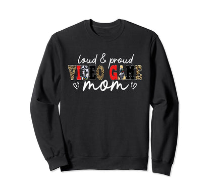 Loud Proud Video Game Mom Leopard Sweatshirt - Custom Art Print for Adults - T-Shirt, Sweatshirt, Hoodie