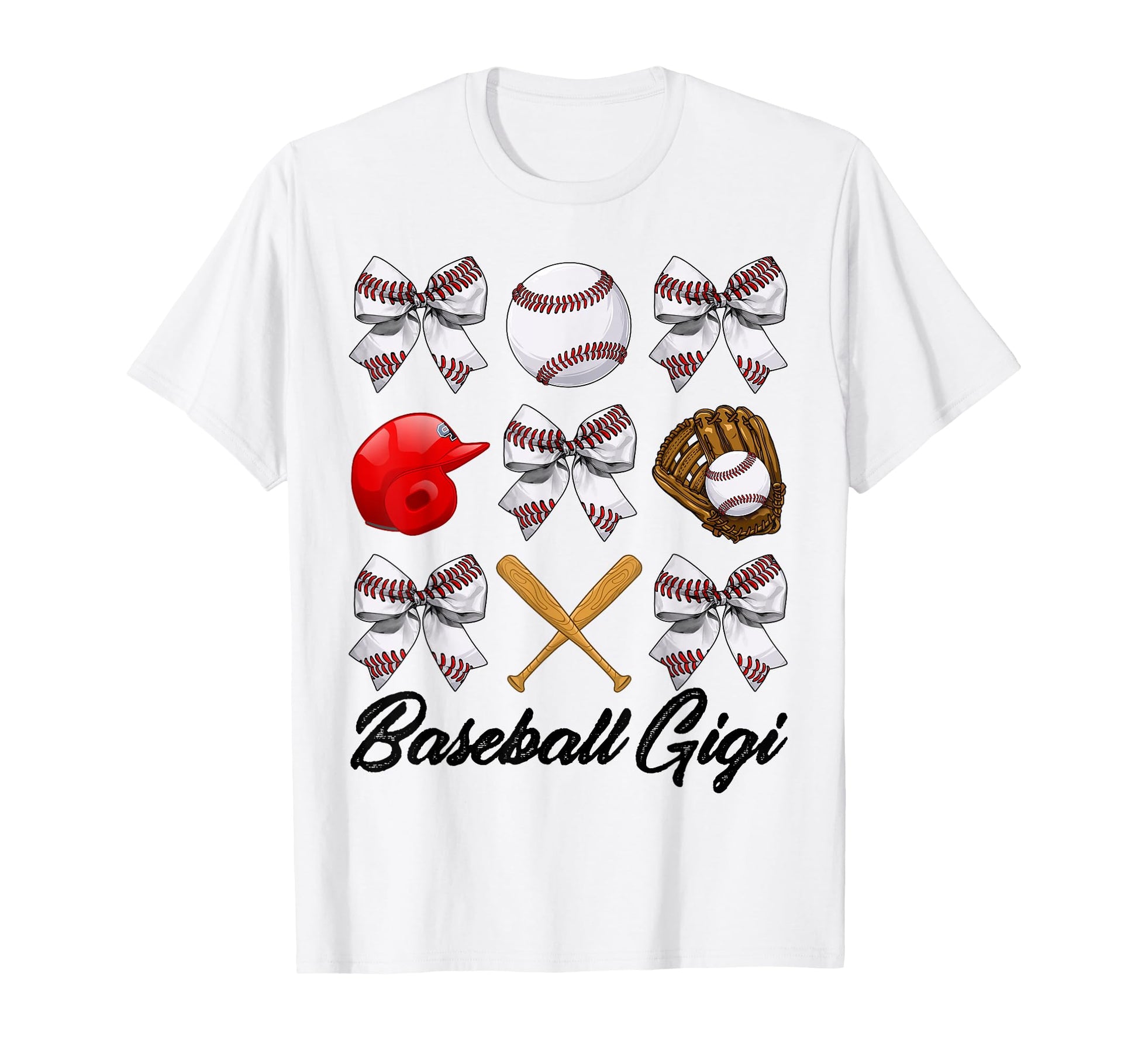 Baseball Gigi Bow Baseball Mom T-Shirt - Casual Everyday Wear for Adults - T-Shirt, Sweatshirt, Hoodie