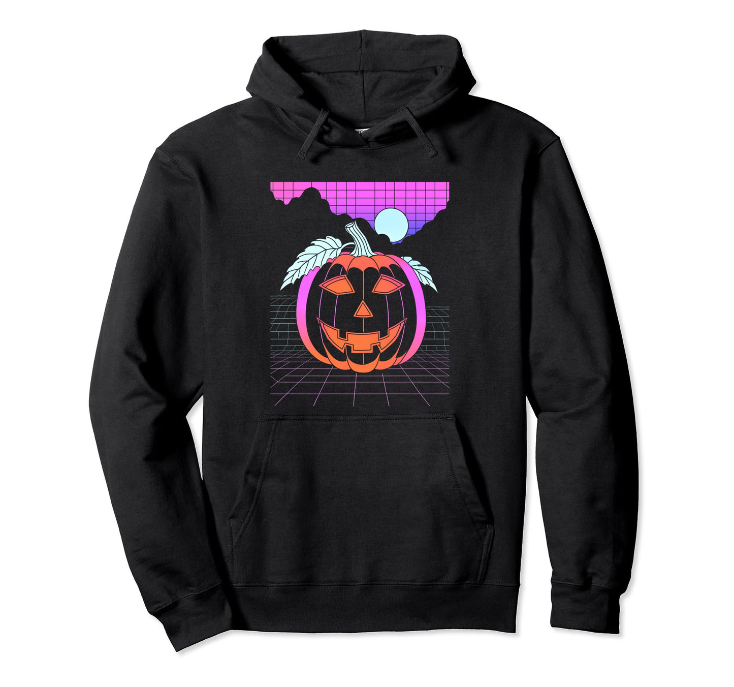 Vaporwave Halloween Moon Jack O Hoodie - Casual Everyday Wear Unisex - T-Shirt, Sweatshirt, Hoodie