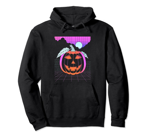Vaporwave Halloween Moon Jack O Hoodie - Casual Everyday Wear Unisex - T-Shirt, Sweatshirt, Hoodie