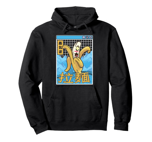 Japan Banana Kawaii Grid Vaporwave Hoodie - Graphic Print for Adults - T-Shirt, Sweatshirt, Hoodie